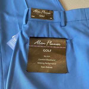 NWT Alan Flusser 32x32 Blue Wicking Comfortable Golf Pants Slacks D1540FF